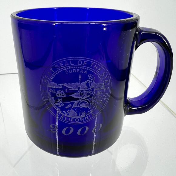 Vintage 2000 Libby Cobalt Blue Eureka State of California Mug - Picture 1 of 8